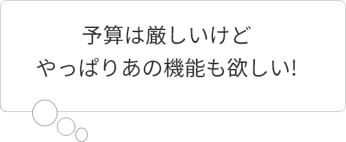 予算は厳しいけどやっぱりあの機能も欲しい